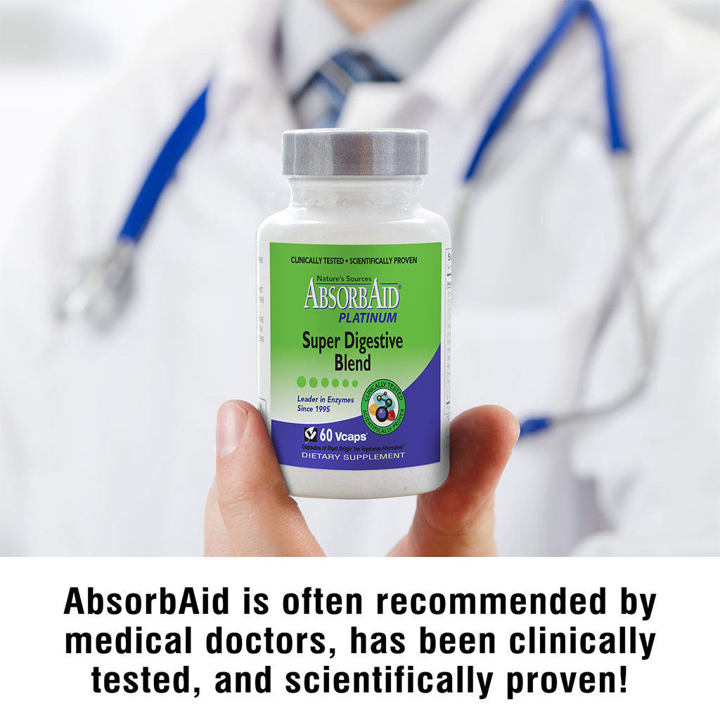 Nature's Sources AbsorbAid Platinum Super Digestive Enzyme & Probiotic Blend Vegetarian Capsules For Digestive Support, Pack of 60's - Easy Pharmacy LLC