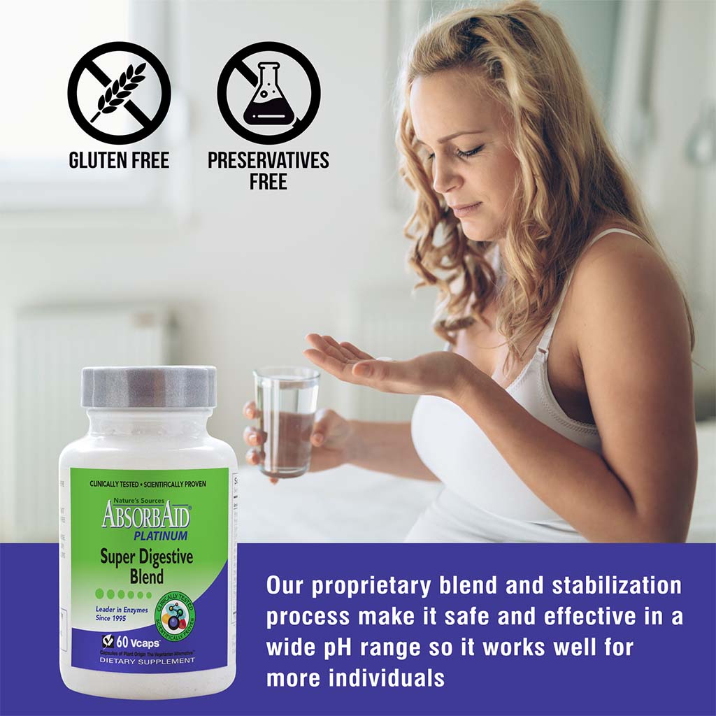 Nature's Sources AbsorbAid Platinum Super Digestive Enzyme & Probiotic Blend Vegetarian Capsules For Digestive Support, Pack of 60's - Easy Pharmacy LLC