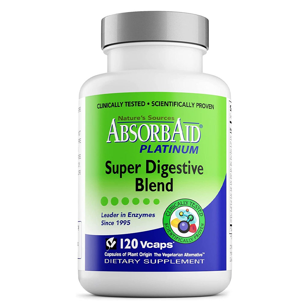 Nature's Sources AbsorbAid Platinum Super Digestive Enzyme & Probiotic Blend Vegetarian Capsules For Digestive Support, Pack of 120's - Easy Pharmacy LLC