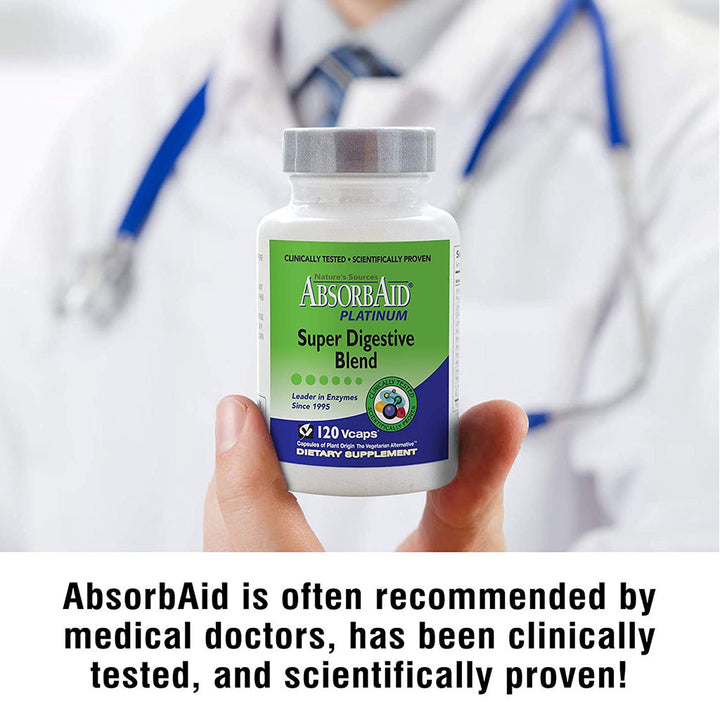 Nature's Sources AbsorbAid Platinum Super Digestive Enzyme & Probiotic Blend Vegetarian Capsules For Digestive Support, Pack of 120's - Easy Pharmacy LLC