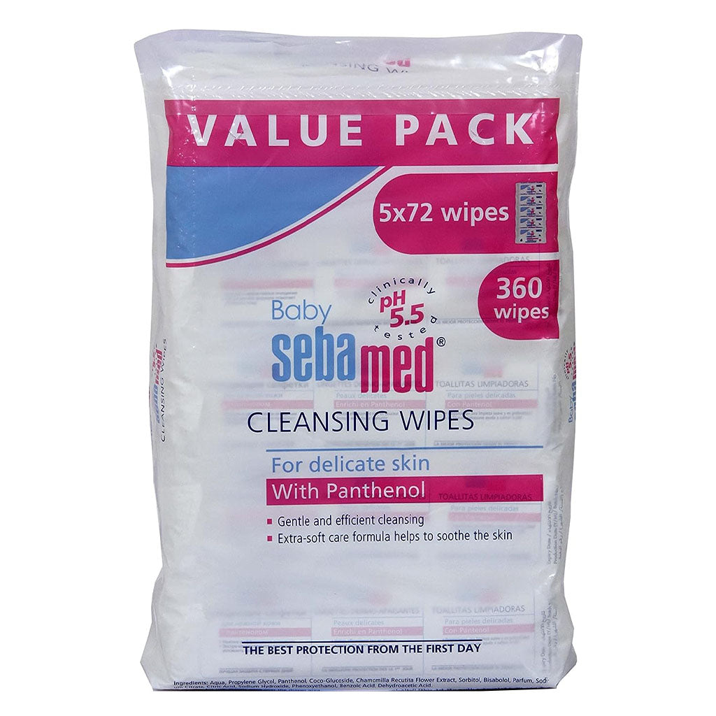 Sebamed Baby Cleansing Wet Wipes With Panthenol For Delicate Skin, Pack of 5 x 72's - Easy Pharmacy LLC