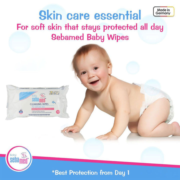 Sebamed Baby Cleansing Wet Wipes With Panthenol For Delicate Skin, Pack of 5 x 72's - Easy Pharmacy LLC