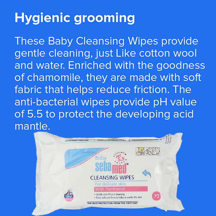 Sebamed Baby Cleansing Wet Wipes With Panthenol For Delicate Skin, Pack of 5 x 72's - Easy Pharmacy LLC