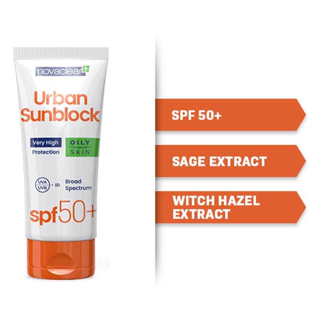 Novaclear Urban Sunblock SPF 50+ Face Sunscreen For Oily Skin 40ml, Value Pack of 1+2's - Easy Pharmacy LLC