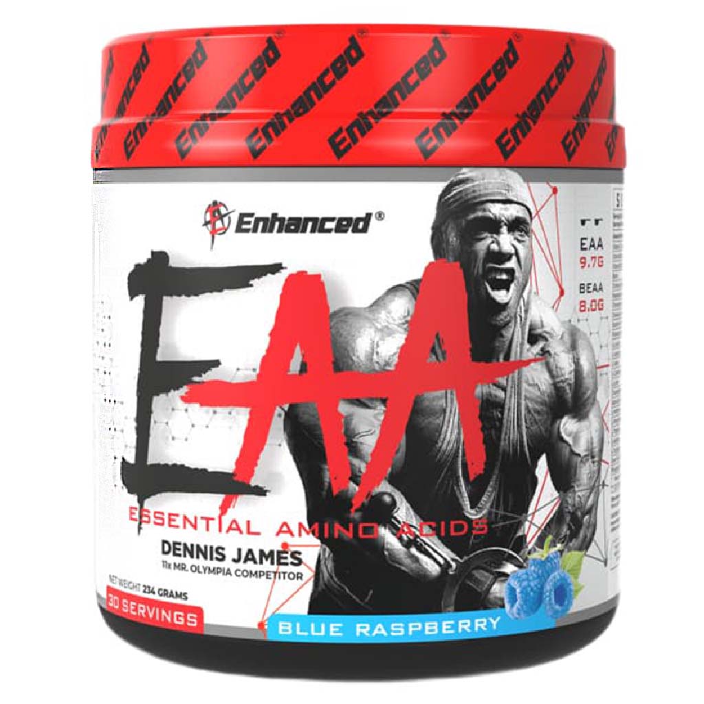 Enhanced Labs Dennis James’ EAA Essential Amino Acids & BCAA, Mass & Strength Builder Formula, Blue Raspberry 234g - Easy Pharmacy LLC