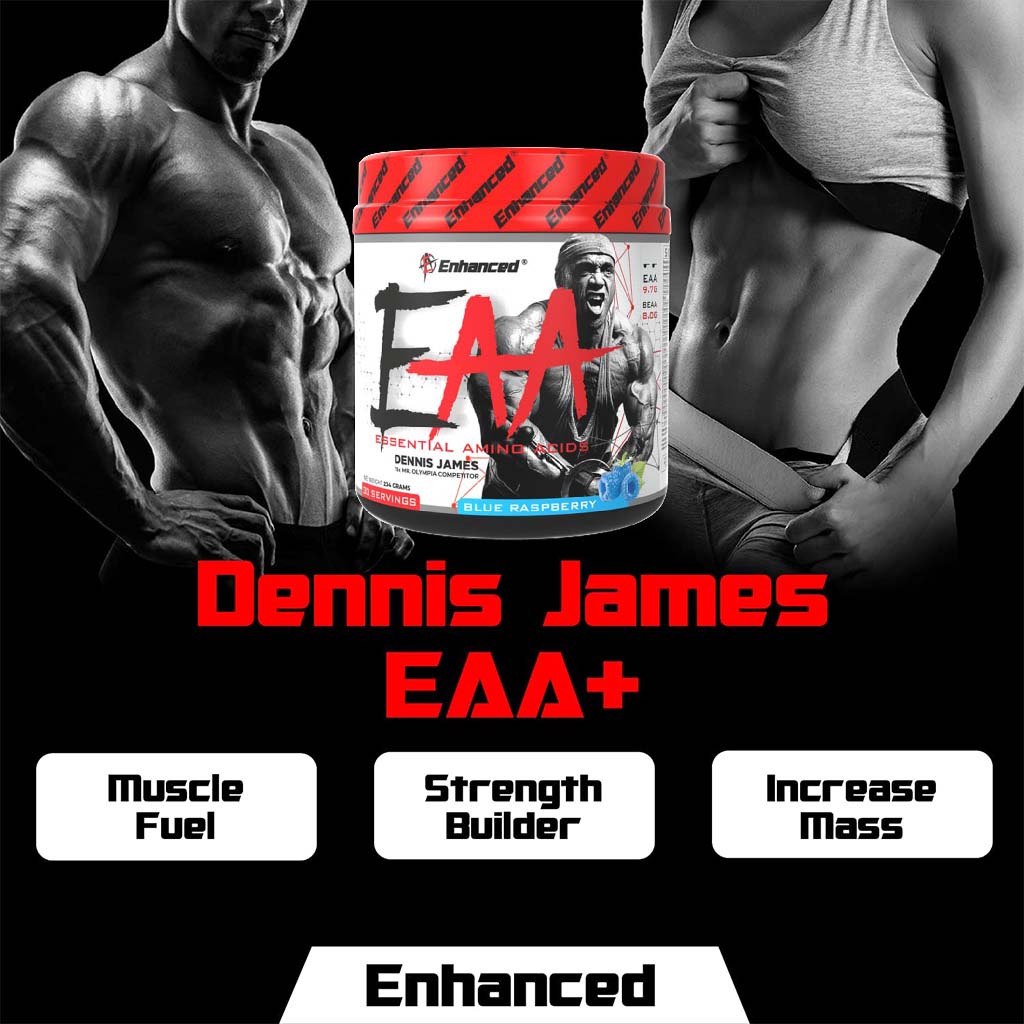 Enhanced Labs Dennis James’ EAA Essential Amino Acids & BCAA, Mass & Strength Builder Formula, Blue Raspberry 234g - Easy Pharmacy LLC