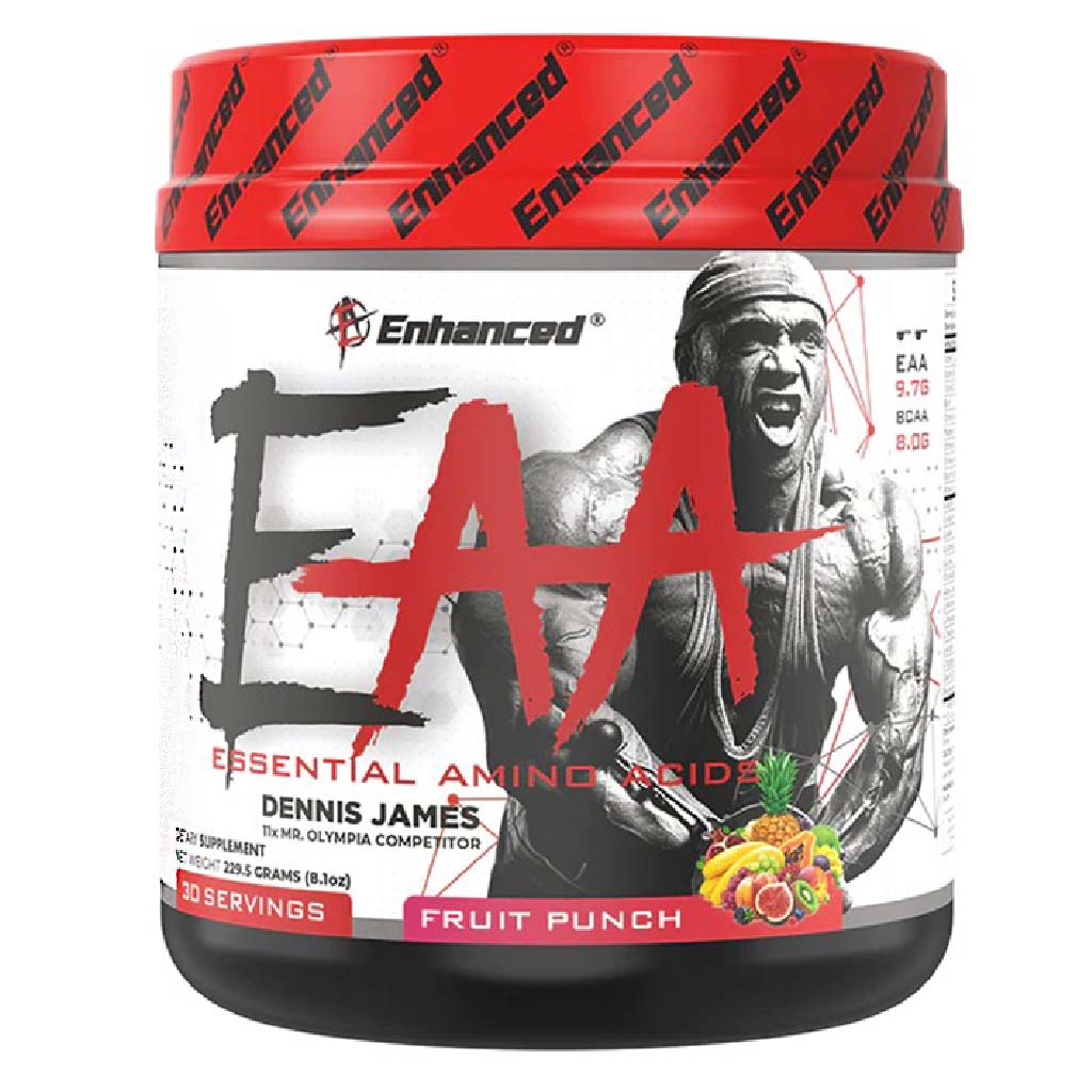 Enhanced Labs Dennis James’ EAA Essential Amino Acids & BCAA, Mass & Strength Builder Formula, Fruit Punch 230g - Easy Pharmacy LLC