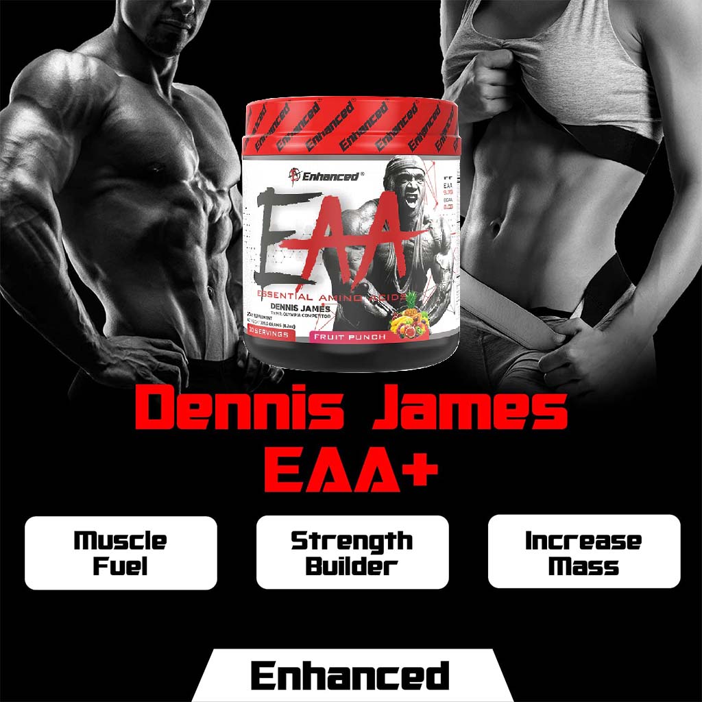 Enhanced Labs Dennis James’ EAA Essential Amino Acids & BCAA, Mass & Strength Builder Formula, Fruit Punch 230g - Easy Pharmacy LLC