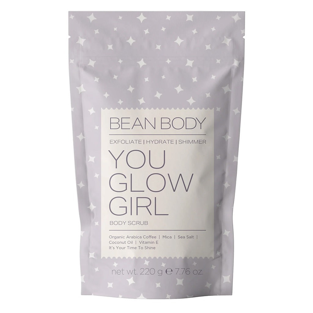BeanBody You Glow Girl Shimmer Exfoliating Body Scrub With Coffee & Hyaluronic Acid 220g - Easy Pharmacy LLC