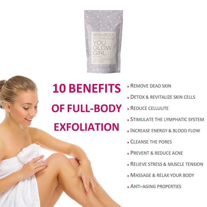 BeanBody You Glow Girl Shimmer Exfoliating Body Scrub With Coffee & Hyaluronic Acid 220g - Easy Pharmacy LLC