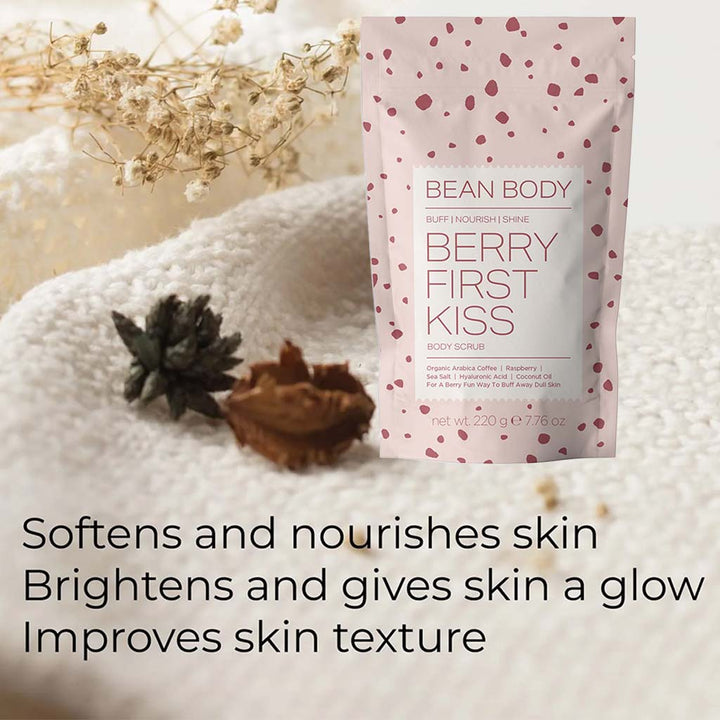 BeanBody Berry First Kiss Nourishing Body Scrub With Coffee & Raspberry 220g - Easy Pharmacy LLC