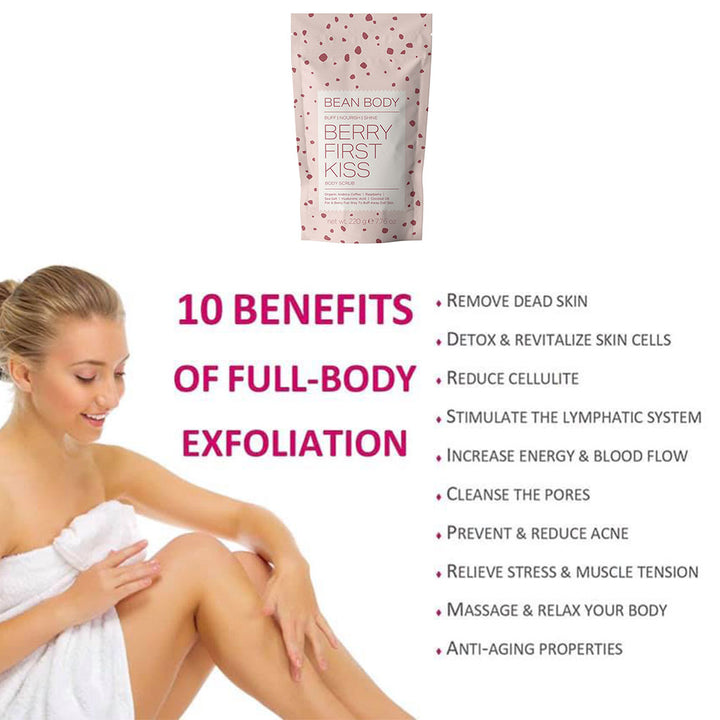 BeanBody Berry First Kiss Nourishing Body Scrub With Coffee & Raspberry 220g - Easy Pharmacy LLC