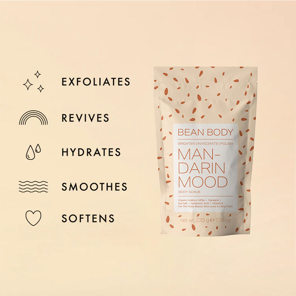 BeanBody Mandarin Mood Brightening Body Scrub 220g - Easy Pharmacy LLC