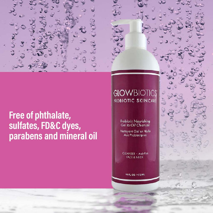 GlowBiotics Probiotic Nourishing Gel to Oil Face Cleanser For Dry, Normal & Sensitive Skin 473ml - Easy Pharmacy LLC