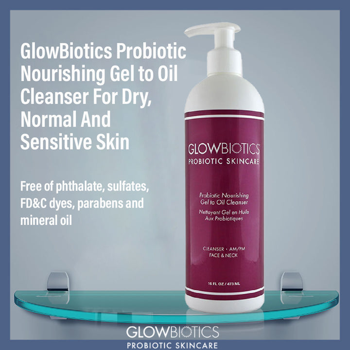 GlowBiotics Probiotic Nourishing Gel to Oil Face Cleanser For Dry, Normal & Sensitive Skin 473ml - Easy Pharmacy LLC