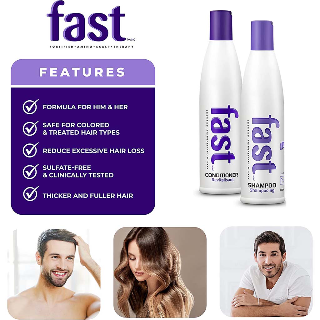 Nisim FAST Fortified Amino Scalp Therapy 300ml Sulfate Free Shampoo & Conditioner, Pack of 2's - Easy Pharmacy LLC