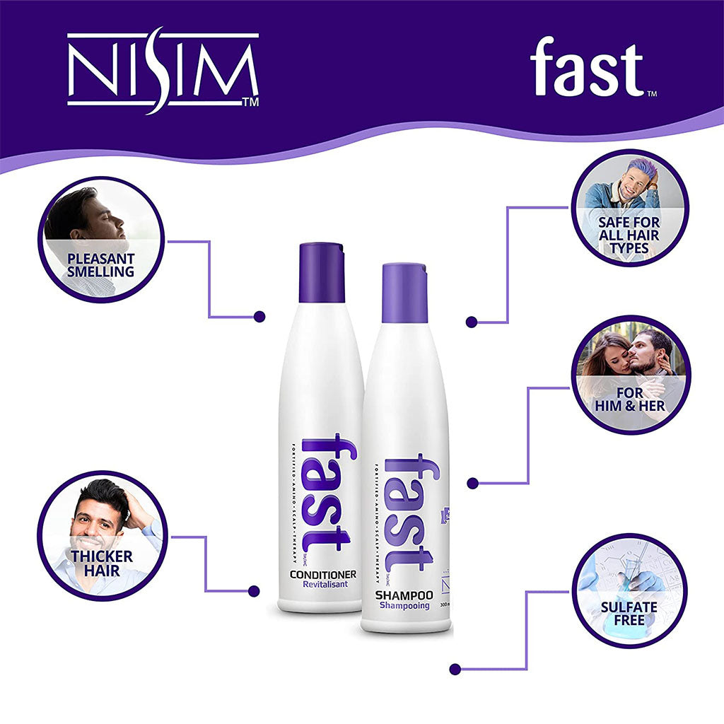 Nisim FAST Fortified Amino Scalp Therapy 300ml Sulfate Free Shampoo & Conditioner, Pack of 2's - Easy Pharmacy LLC