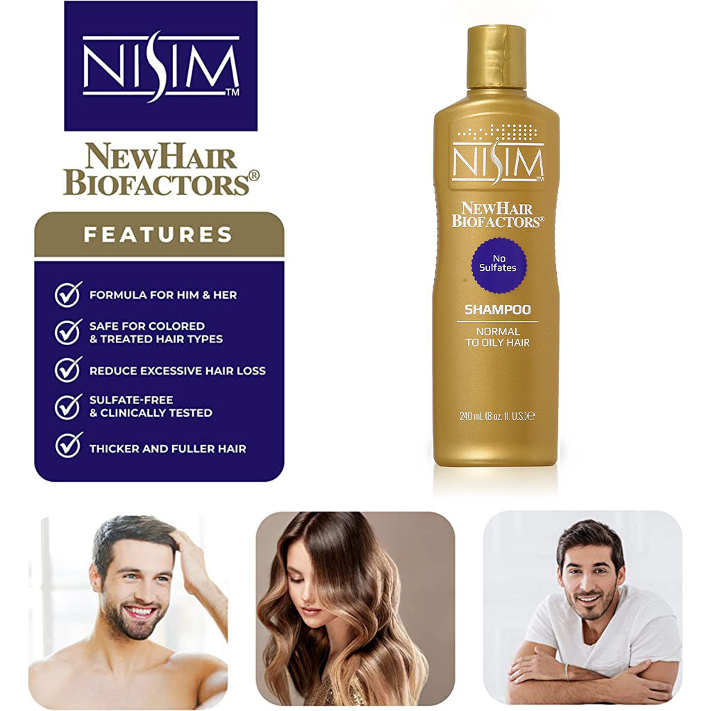 Nisim NewHair Biofactors Sulphate Free Shampoo For Normal To Oily Hair 240ml - Easy Pharmacy LLC