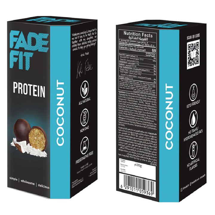 Fade Fit Protein Balls Snack, Coconut 30g - Easy Pharmacy LLC