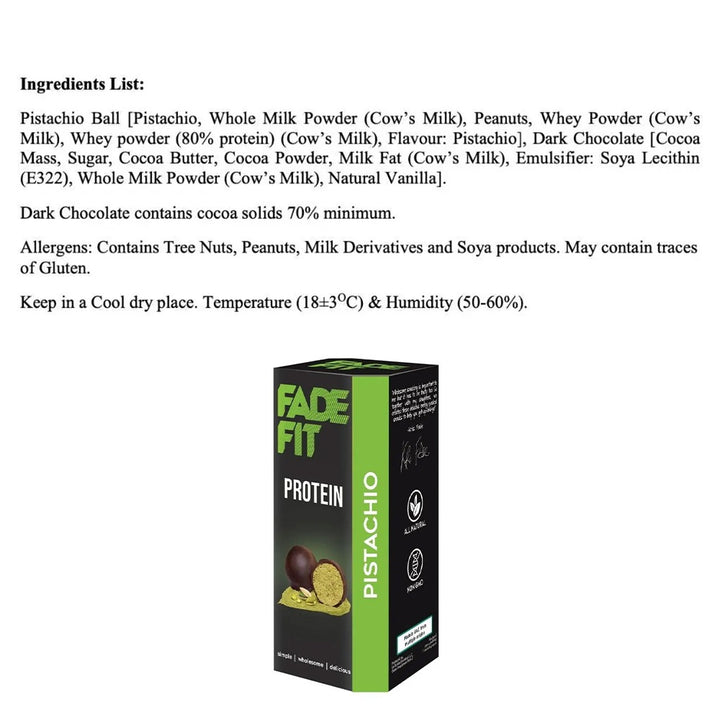 Fade Fit Protein Balls Snack, Pistachio 30g - Easy Pharmacy LLC