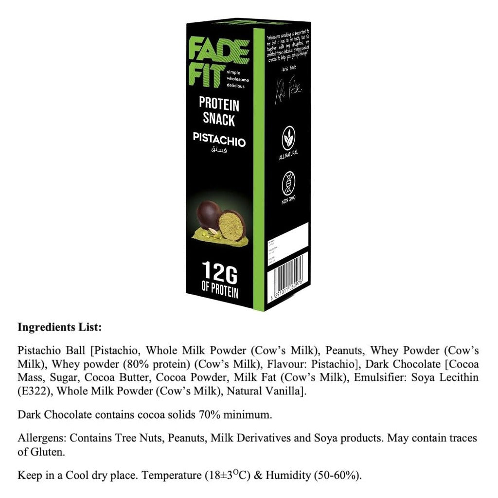 Fade Fit Protein Balls Snack, Pistachio 60g - Easy Pharmacy LLC