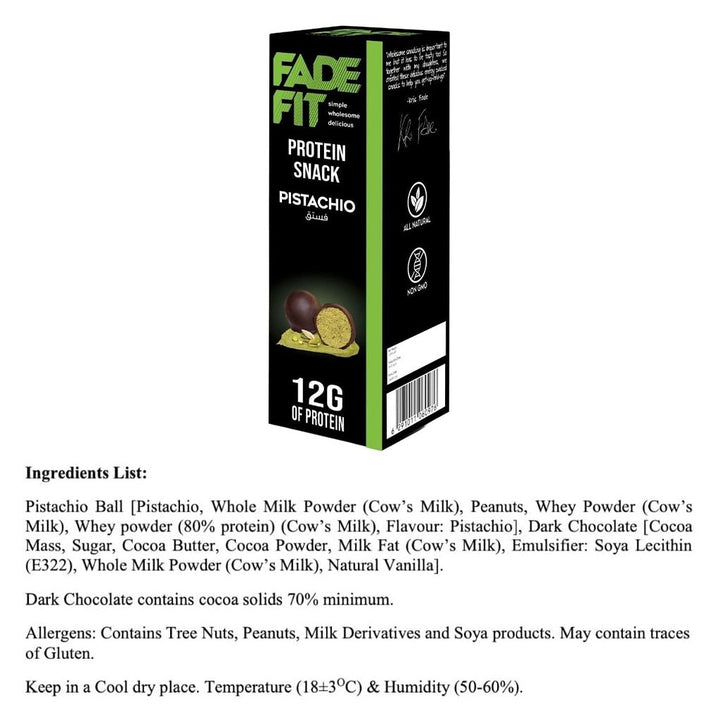Fade Fit Protein Balls Snack, Pistachio 60g - Easy Pharmacy LLC