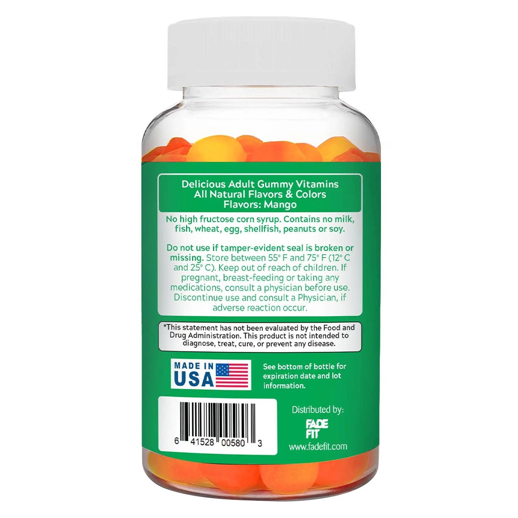 Fade Fit Gelatin-Free Turmeric - Ginger Adult Gummies For Healthy Muscles & Joints, Pack of 60's - Easy Pharmacy LLC
