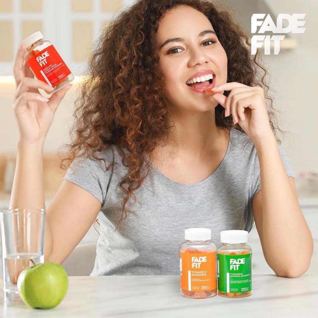 Fade Fit Gelatin-Free Turmeric - Ginger Adult Gummies For Healthy Muscles & Joints, Pack of 60's - Easy Pharmacy LLC
