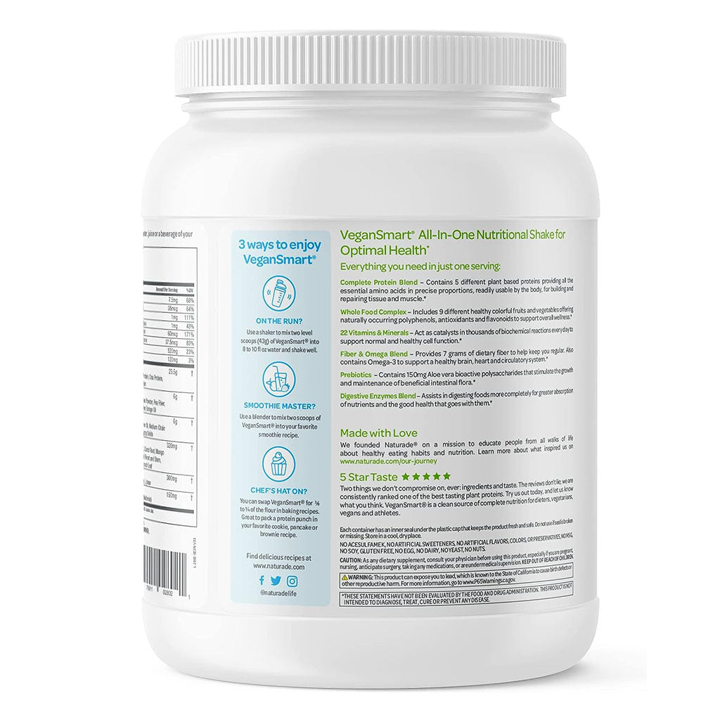 Naturade VeganSmart All-in-One Nutritional Shake Powder, Vanilla Flavor, 15 Servings - 645g - Easy Pharmacy LLC
