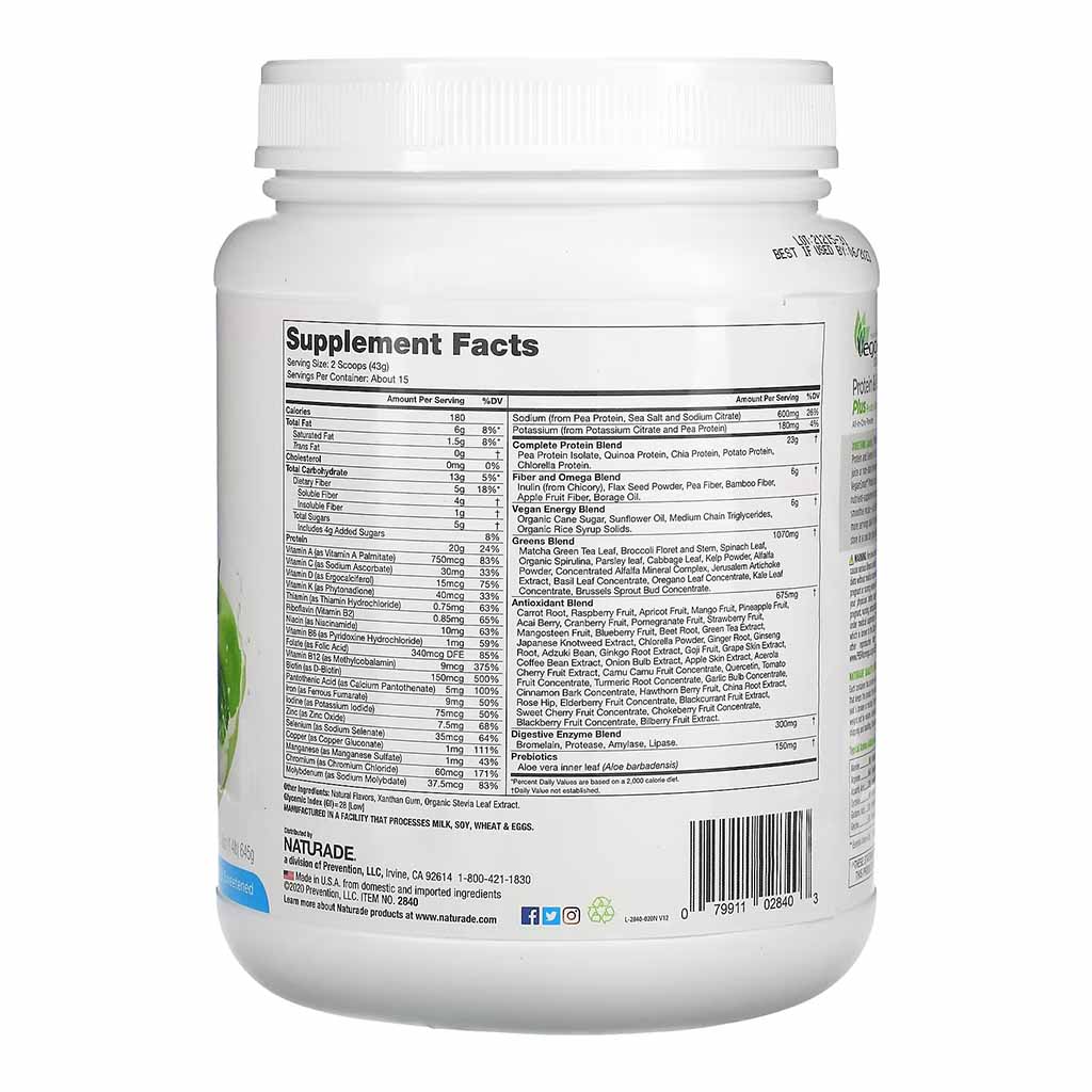 Naturade VeganSmart Protein & Greens Vegan Shake Vanilla Crème All in One Powder 15 Servings, 645g - Easy Pharmacy LLC