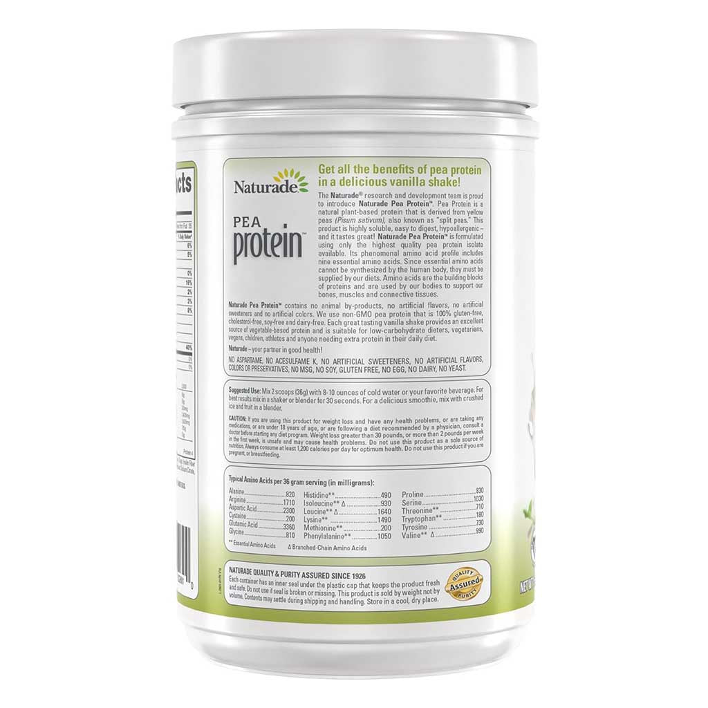 Naturade Pea Protein Vegan Shake Plant Based Protein Powder, Vanilla Flavor, 12 Servings - 444g - Easy Pharmacy LLC