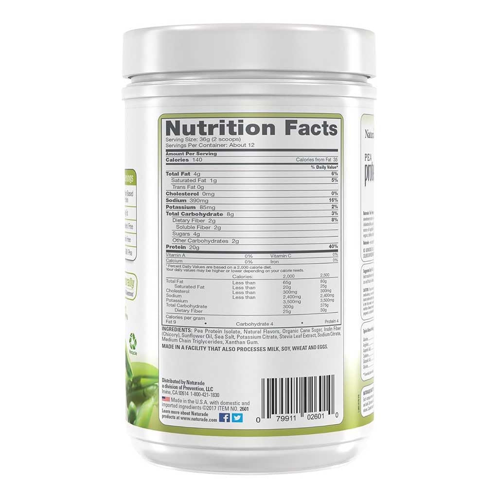 Naturade Pea Protein Vegan Shake Plant Based Protein Powder, Vanilla Flavor, 12 Servings - 444g - Easy Pharmacy LLC