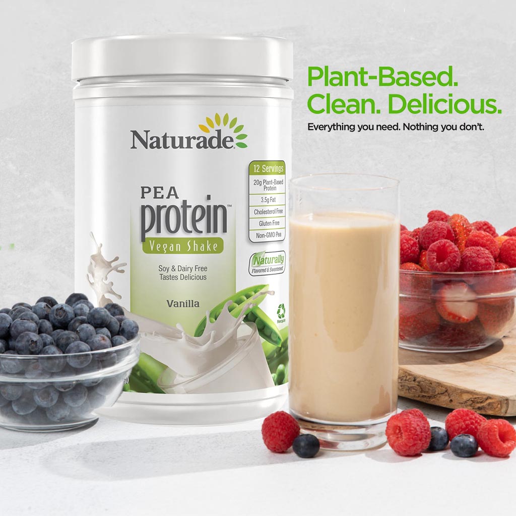 Naturade Pea Protein Vegan Shake Plant Based Protein Powder, Vanilla Flavor, 12 Servings - 444g - Easy Pharmacy LLC