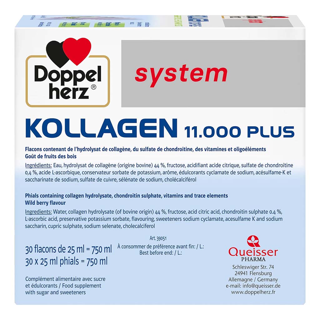 Doppelherz Kollagen 11.000 Plus Drinkable Collagen Supplement For Joint Health, Single Dose Phials, Pack of 30's - Easy Pharmacy LLC