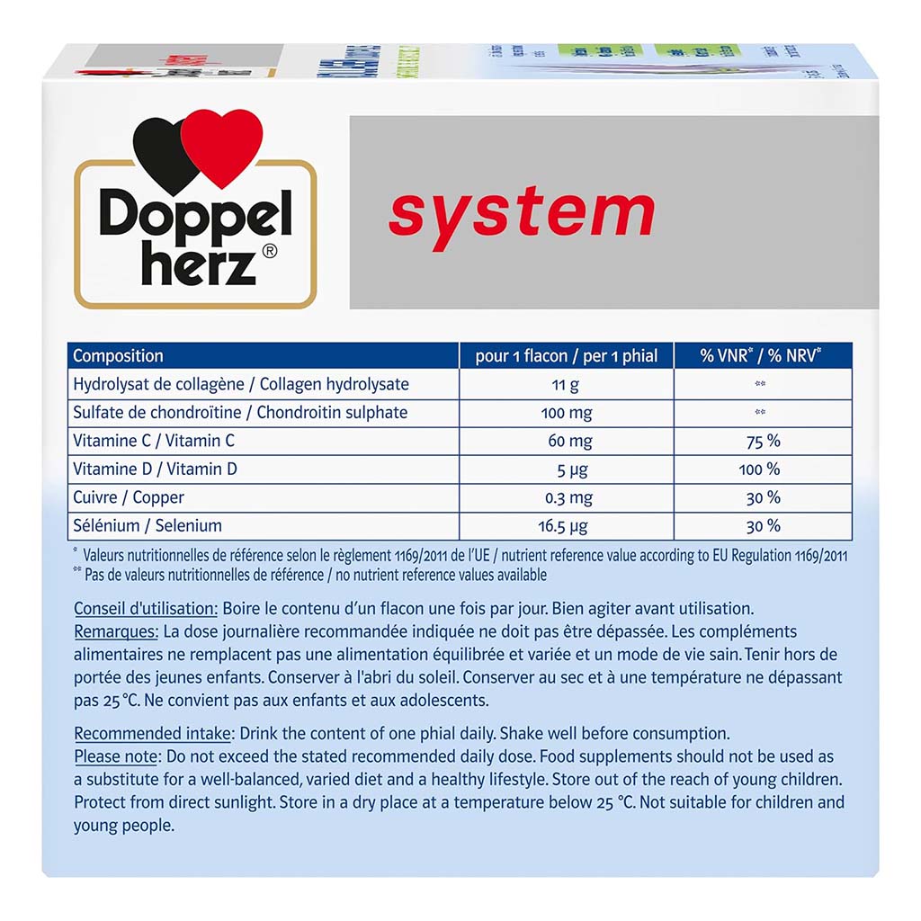 Doppelherz Kollagen 11.000 Plus Drinkable Collagen Supplement For Joint Health, Single Dose Phials, Pack of 30's - Easy Pharmacy LLC