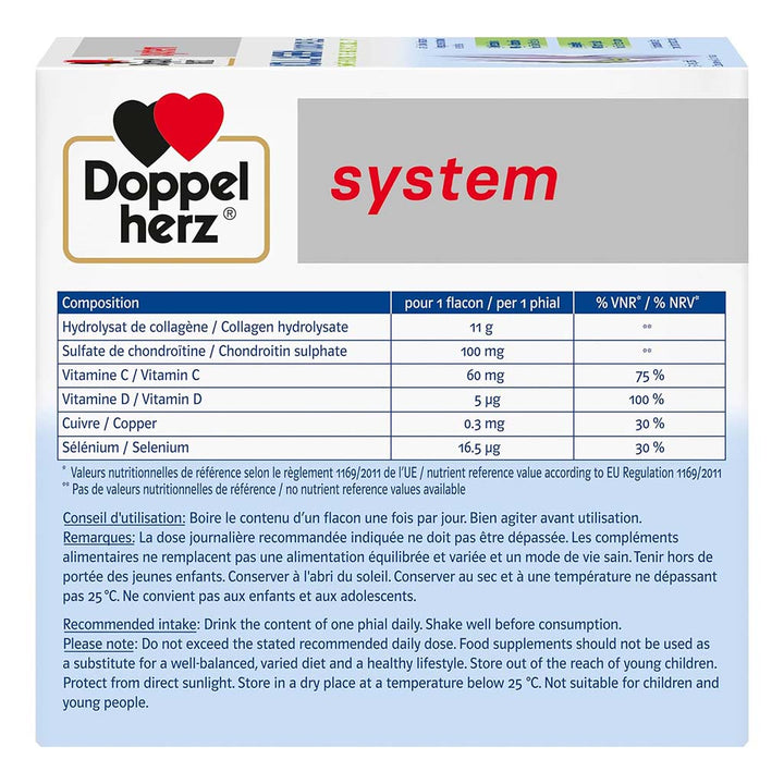 Doppelherz Kollagen 11.000 Plus Drinkable Collagen Supplement For Joint Health, Single Dose Phials, Pack of 30's - Easy Pharmacy LLC