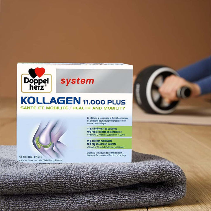 Doppelherz Kollagen 11.000 Plus Drinkable Collagen Supplement For Joint Health, Single Dose Phials, Pack of 30's - Easy Pharmacy LLC