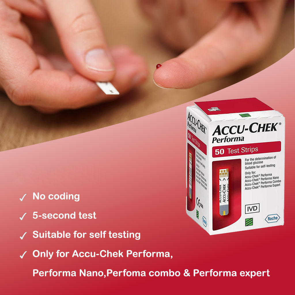 Accu-Chek Performa Blood Sugar Test Strips Pack of 50's, 1+1 PROMO PACK - Easy Pharmacy LLC