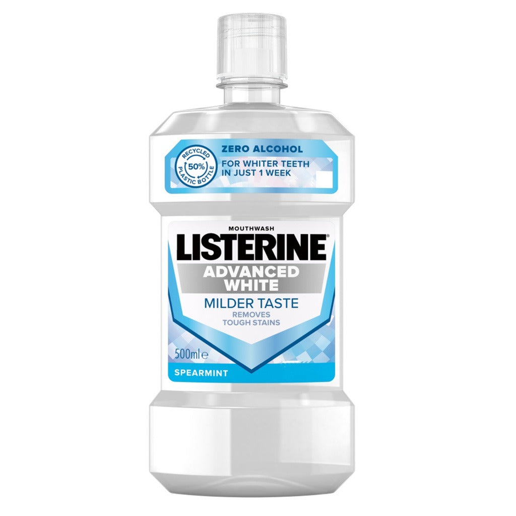 Listerine Advanced White Mouthwash With Zero Alcohol, Milder Taste, Spearmint Flavor, 500ml - Easy Pharmacy LLC