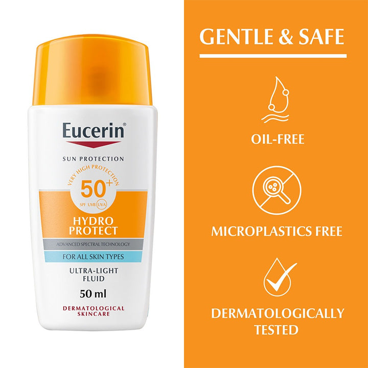 Eucerin Sun Face Hydro Protect SPF 50+ Ultra Light Fluid Sunscreen 50ml - Easy Pharmacy LLC