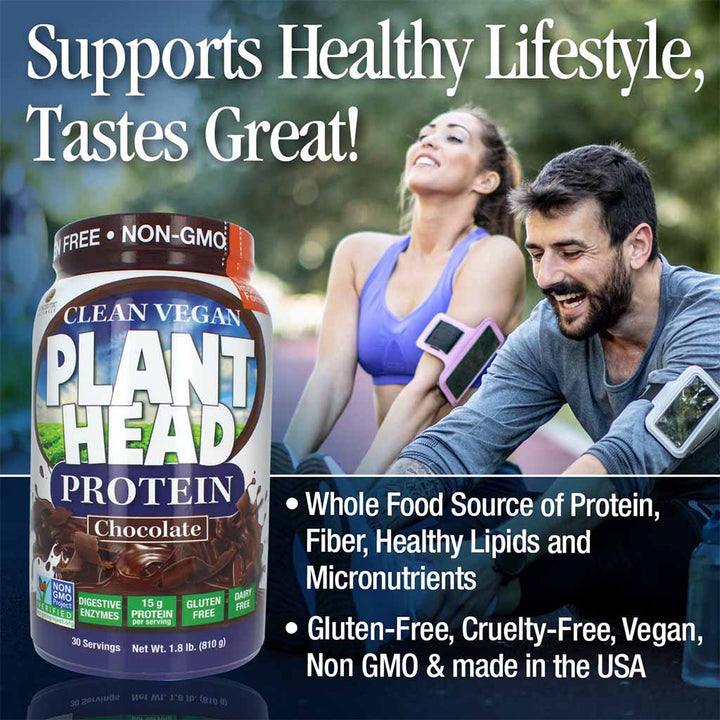 Nature's Answer Plant Head Plant based Clean Vegan Protein Powder 30 Servings, Chocolate 810g - Easy Pharmacy LLC