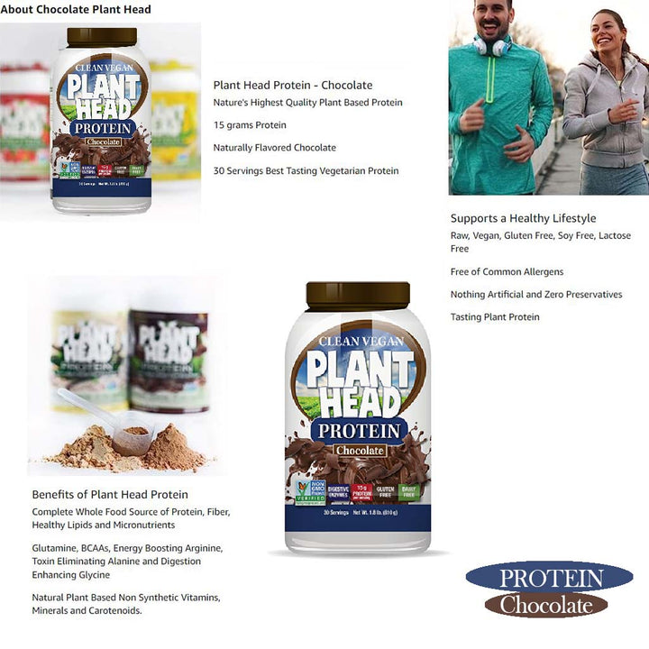 Nature's Answer Plant Head Plant based Clean Vegan Protein Powder 30 Servings, Chocolate 810g - Easy Pharmacy LLC