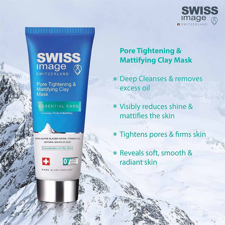 Swiss Image Essential Care Pore Tightening & Mattifying Clay Mask For Combination To Oily Skin Types 75ml - Easy Pharmacy LLC