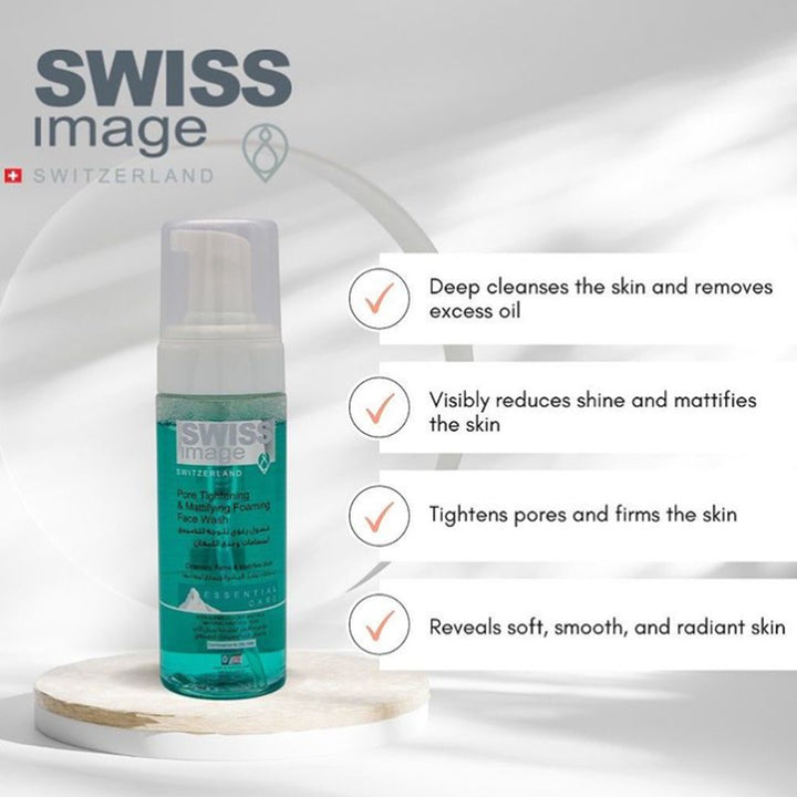 Swiss Image Essential Care Pore Tightening & Mattifying Foaming Face Wash For Combination To Oily Skin Types 150ml - Easy Pharmacy LLC