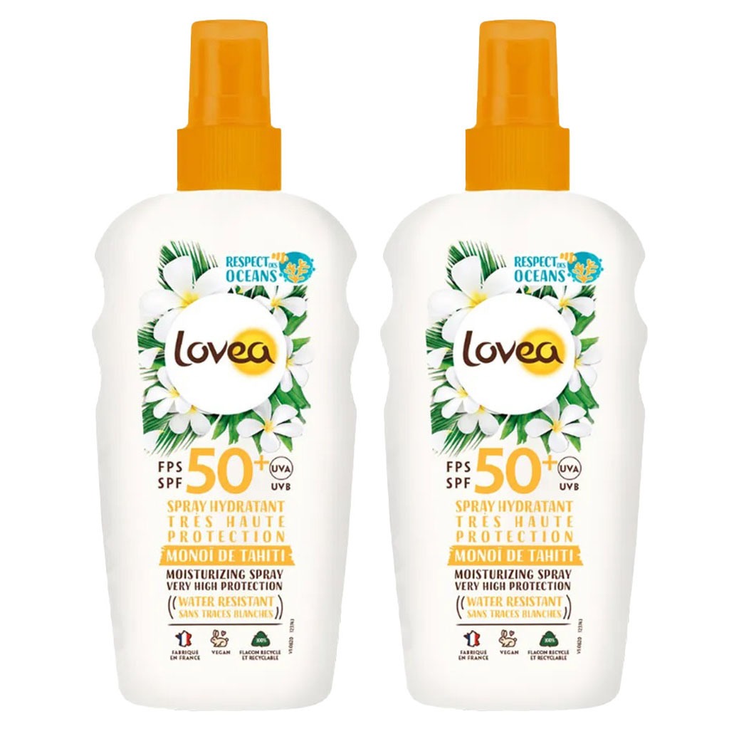 Lovea Monoi de Tahiti Very High Sun Protection Moisturizing Sun Spray With SPF50+ 150ml, Promo Pack of 2's - Easy Pharmacy LLC