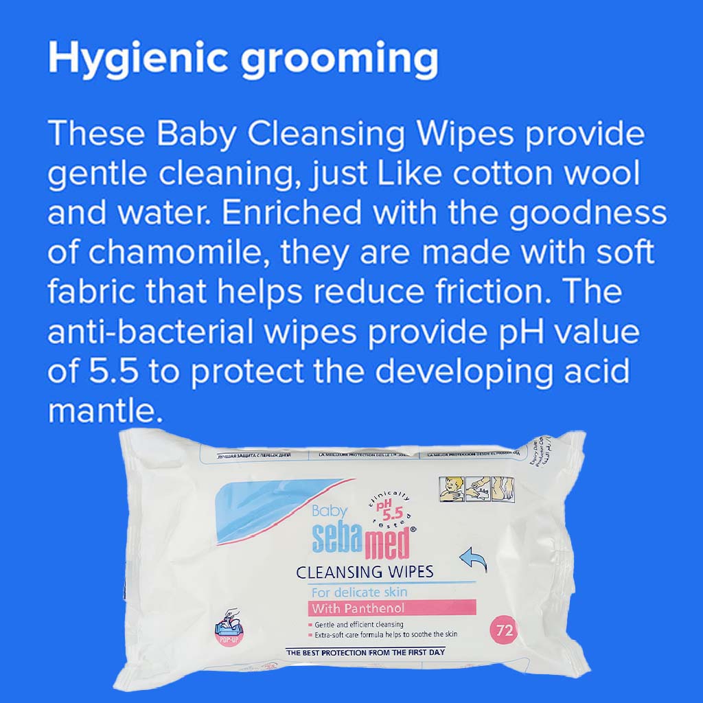 Sebamed Baby Cleansing Wet Wipes With Panthenol For Delicate Skin, Promo Pack of 2 x 72's - Easy Pharmacy LLC