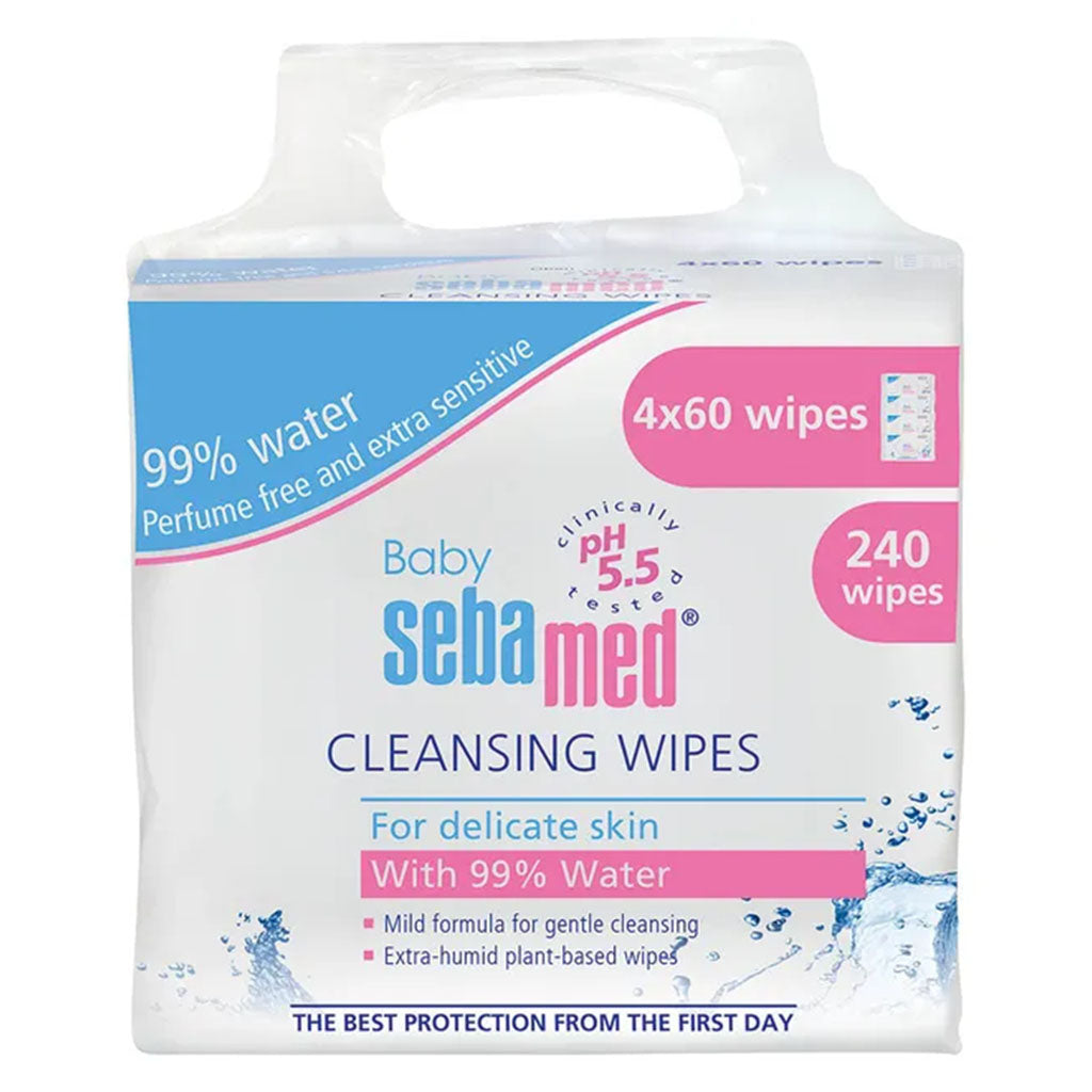 Sebamed Baby Cleansing Wipes With 99% Water For Delicate Skin, Promo Pack of 4 x 60's - Easy Pharmacy LLC
