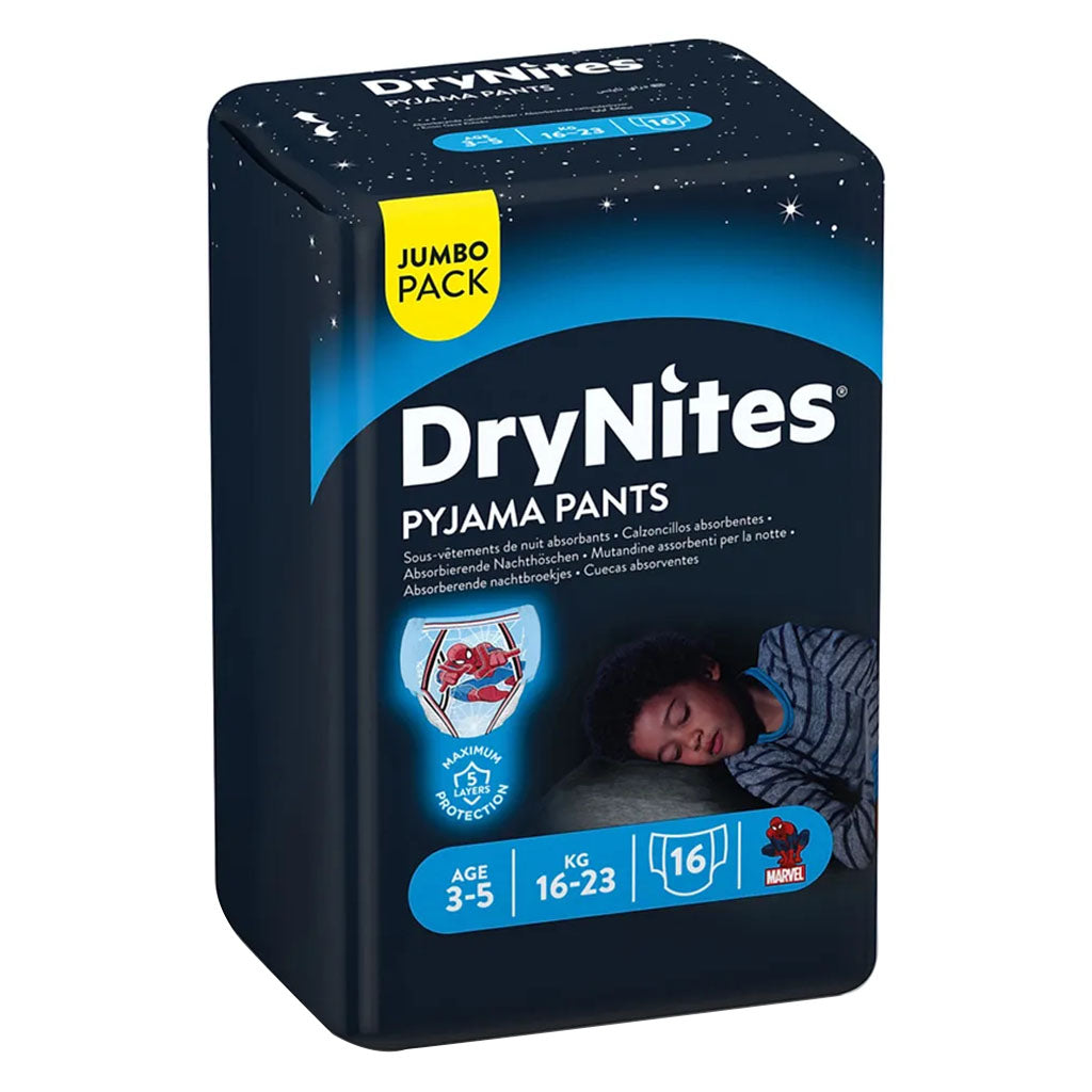 Huggies DryNites Pyjama Pants, 3-5 Years, 16-23Kg, Bed Wetting Diapers For Boys, Jumbo Pack of 16's - Easy Pharmacy LLC