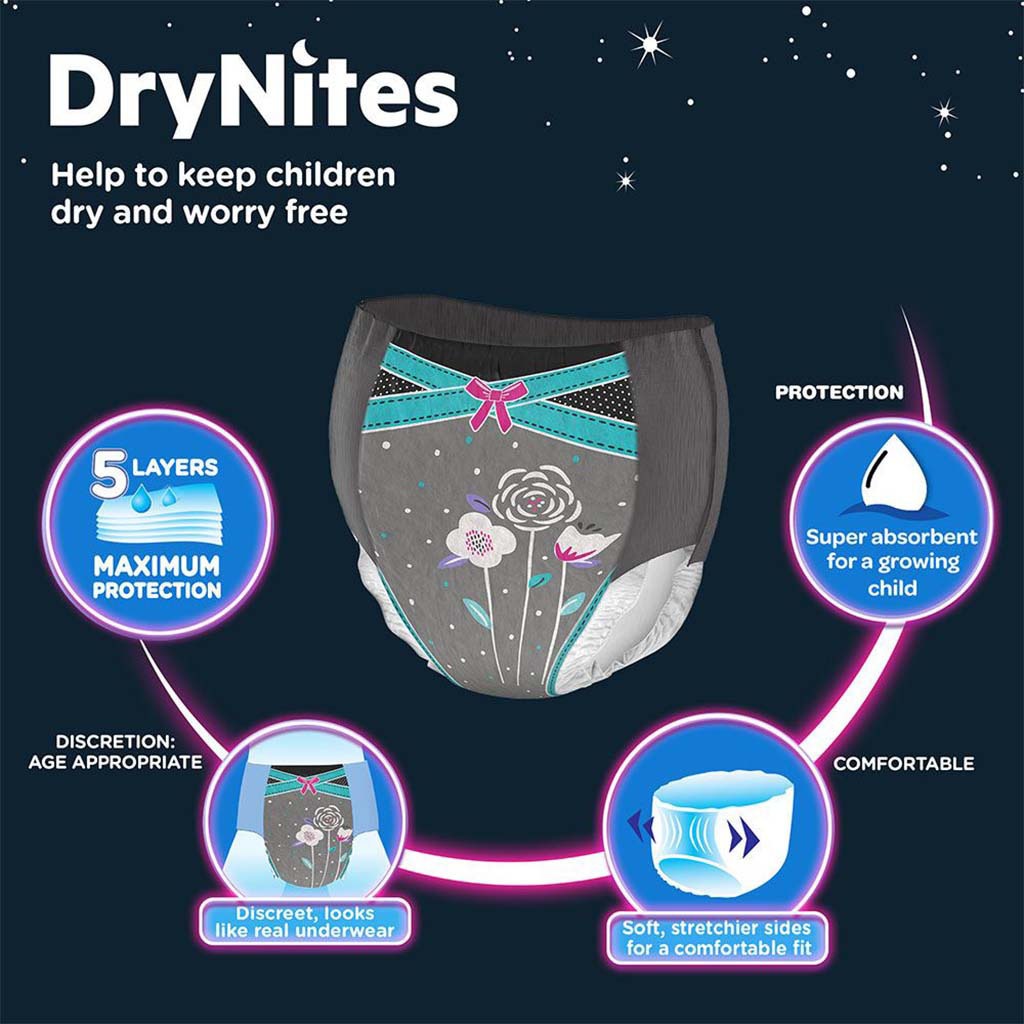 Huggies DryNites Pyjama Pants, 8-15 Years, 27-57Kg, Bed Wetting Diapers For Girls, Jumbo Pack of 13's - Easy Pharmacy LLC