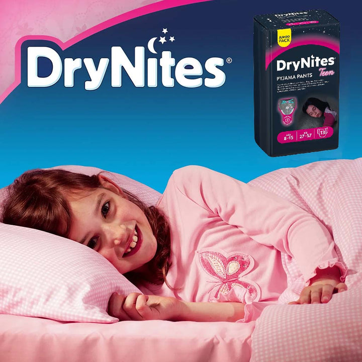Huggies DryNites Pyjama Pants, 8-15 Years, 27-57Kg, Bed Wetting Diapers For Girls, Jumbo Pack of 13's - Easy Pharmacy LLC